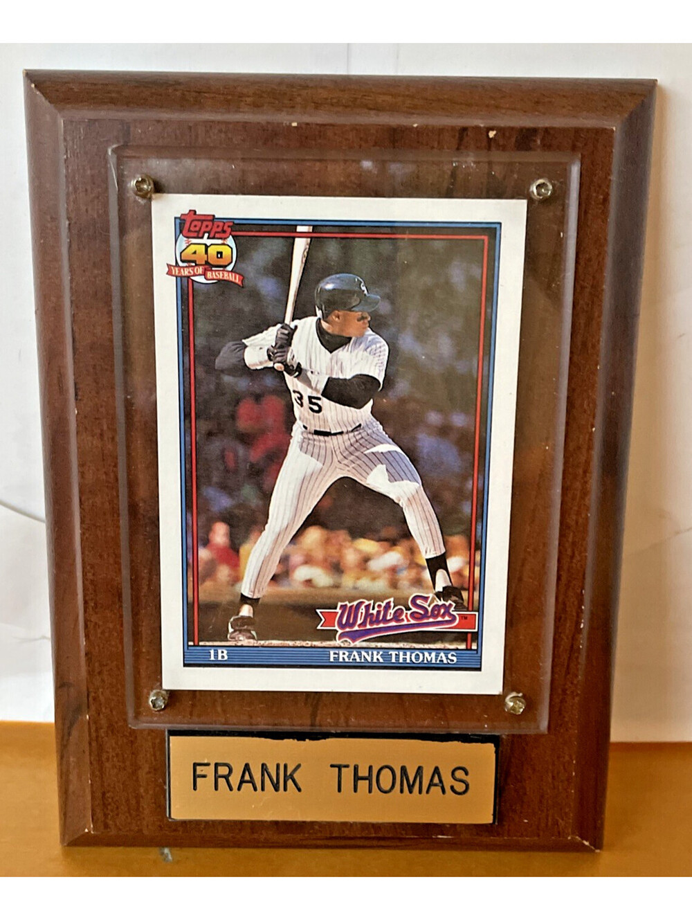 Frank Thomas 1991 Topps #79 Baseball Card Wood Plaque Display Chicago White Sox